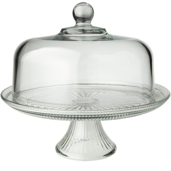 Anchor 2 Piece Canton Cake Dome Set NWT Glass Clear Kitchen - Picture 1 of 3